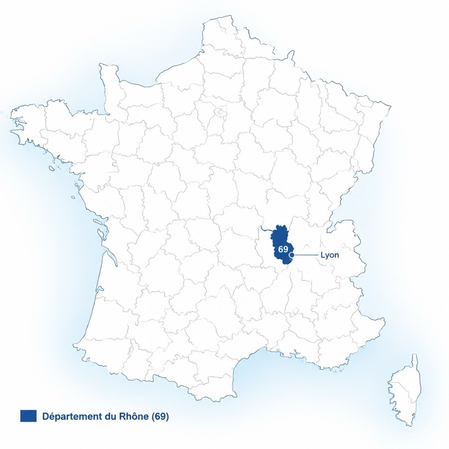 Carte de la région lyonnaise, berceau d'AquaSave